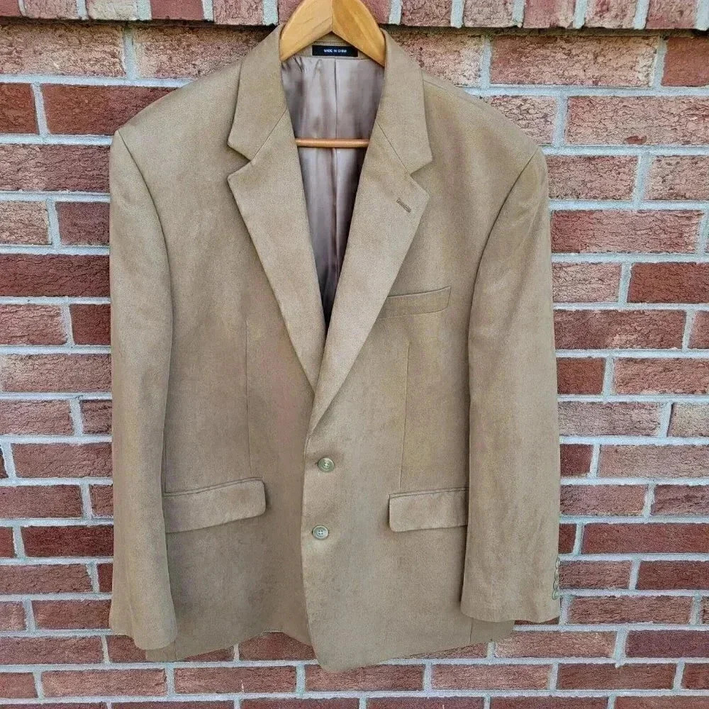 Chaps Brown Suede Blazer Jacket Men's Size 44R 2 Button